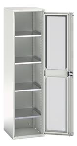 Verso Glazed Clear View Storage Cupboards for Tools with Shelves Verso 525W x 550D x 2000H Window Cupboard 4 Shelves